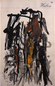 Georg Baselitz: Arbre II (1975). Lápiz, tinta y acuarela sobre papel (32,7 x 20,6 cm)